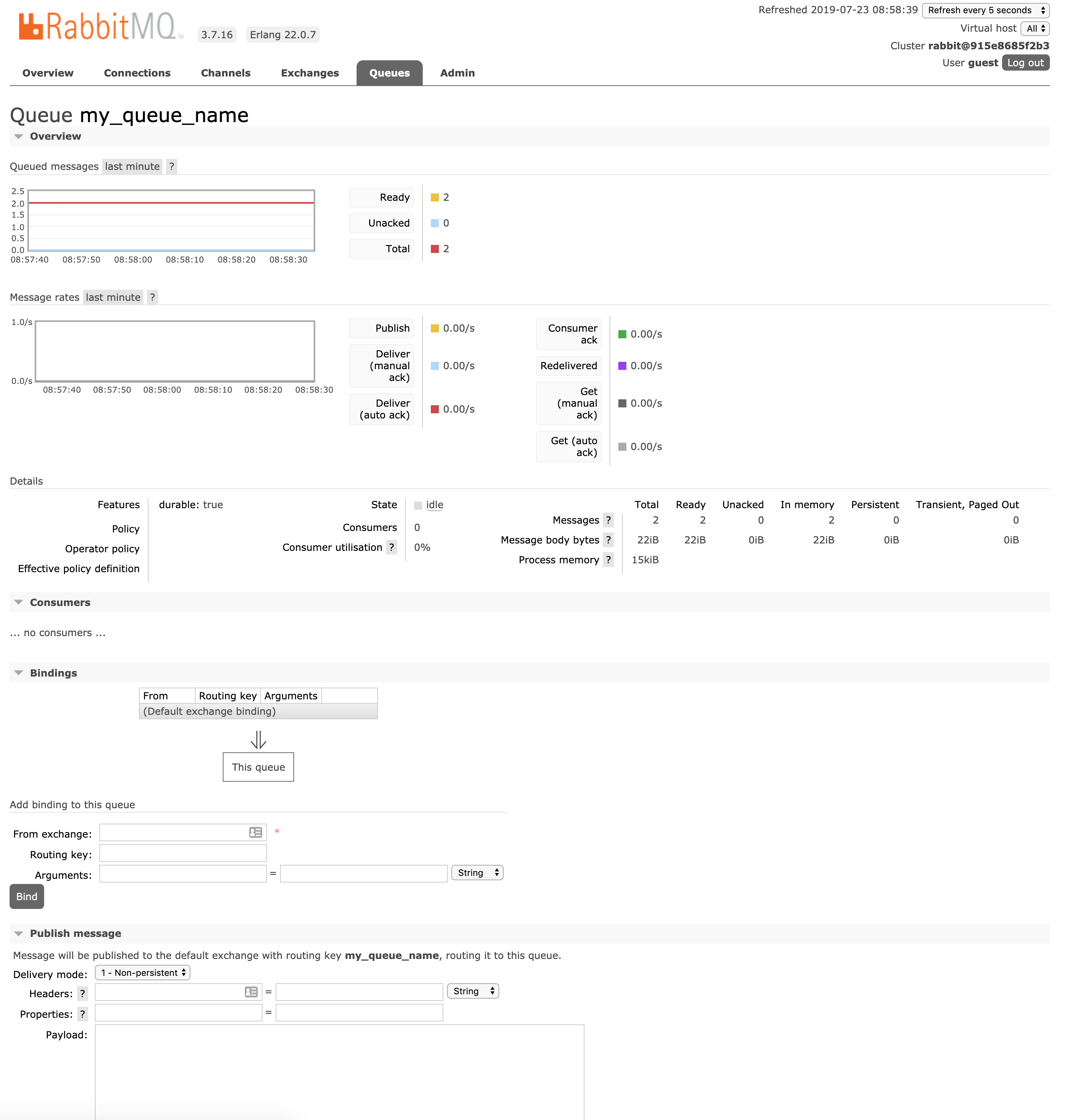 RabbitMQ Overview page